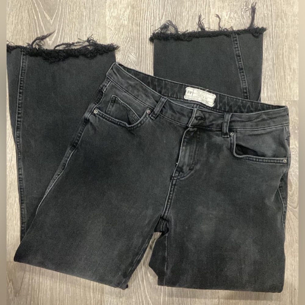 Free People cropped high waisted raw hem